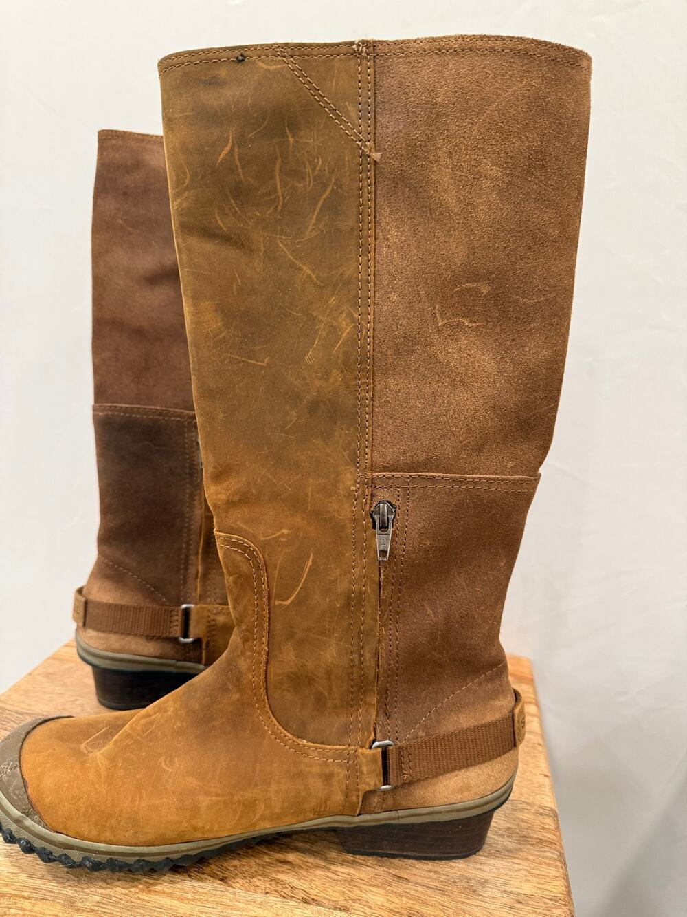 Sorel Slimboot Tall Waterproof Leather Suede Riding Boots Brown Women’s 11